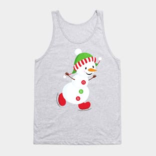 Ice Skating Snowman, Carrot Nose, Christmas, Xmas Tank Top